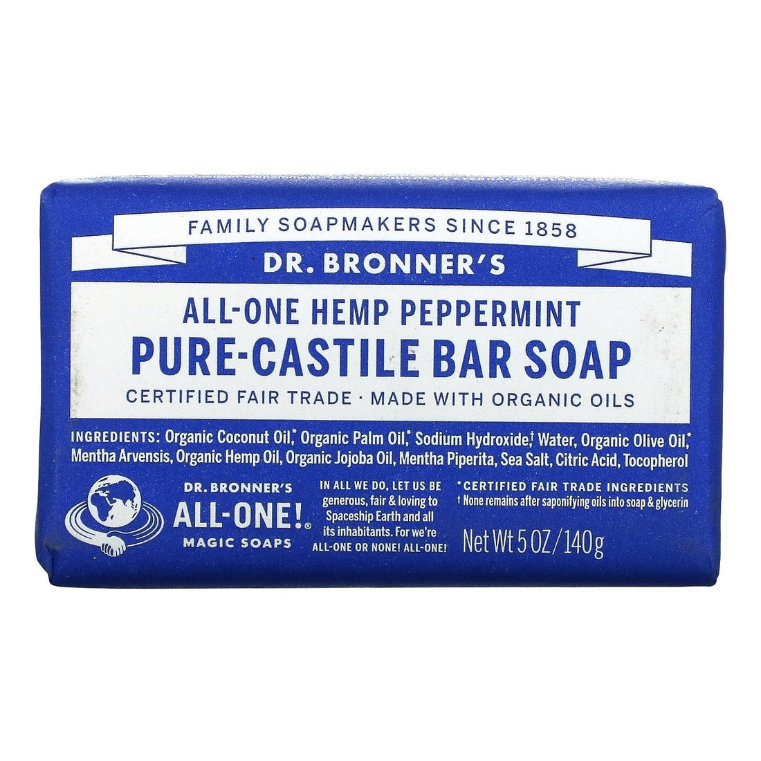 Dr Bronner's Castile Soap Bar Peppermint 140g
