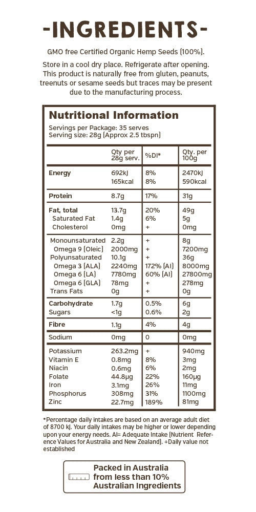 Hemp Foods Australia Organic Hemp Seeds 1kg
