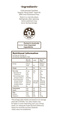 Hemp Foods Australia Hemp Gold" Seed Oil 500mL