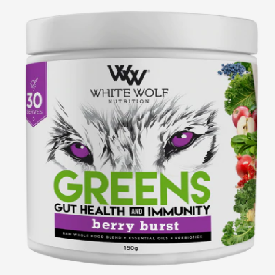 White Wolf Nutrition Greens Gut Health & Immunity 150g [FLA:BERRY BURST]