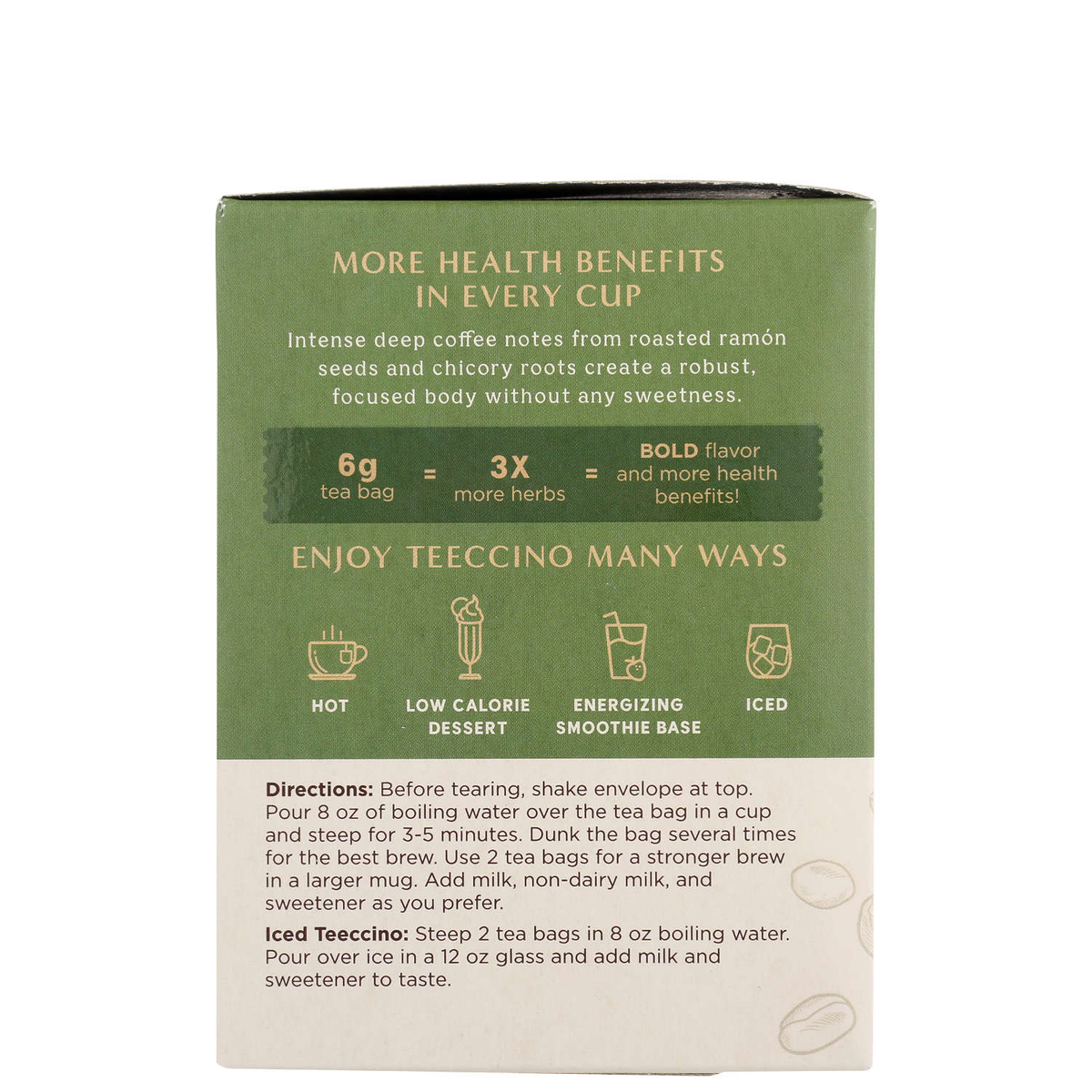 Teeccino Caffiene-Free French Roast Herbal Coffee Dark Roast - 10 Teebags