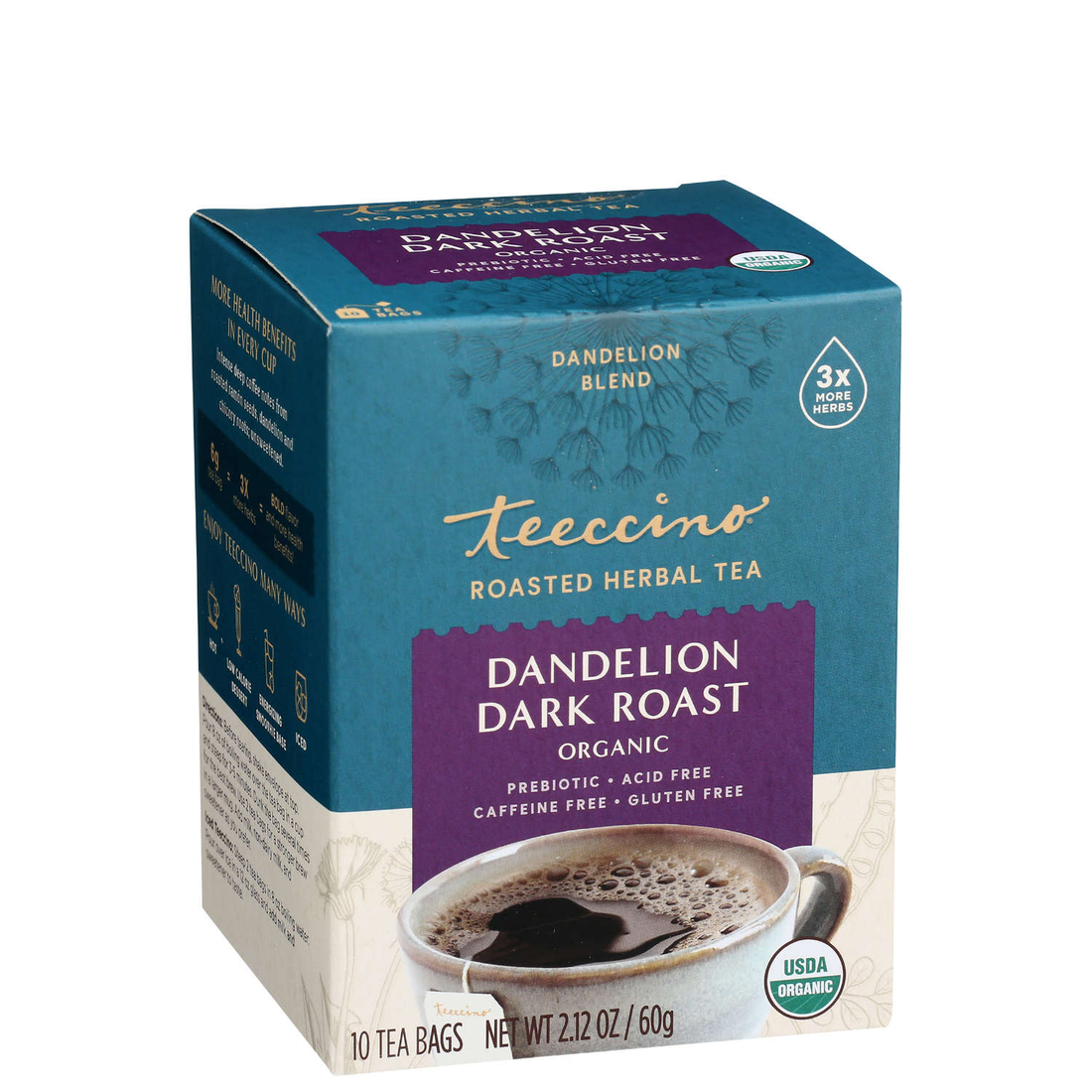 Teeccino Dandelion Dark Roast Herbal Tea - 10 Teabags