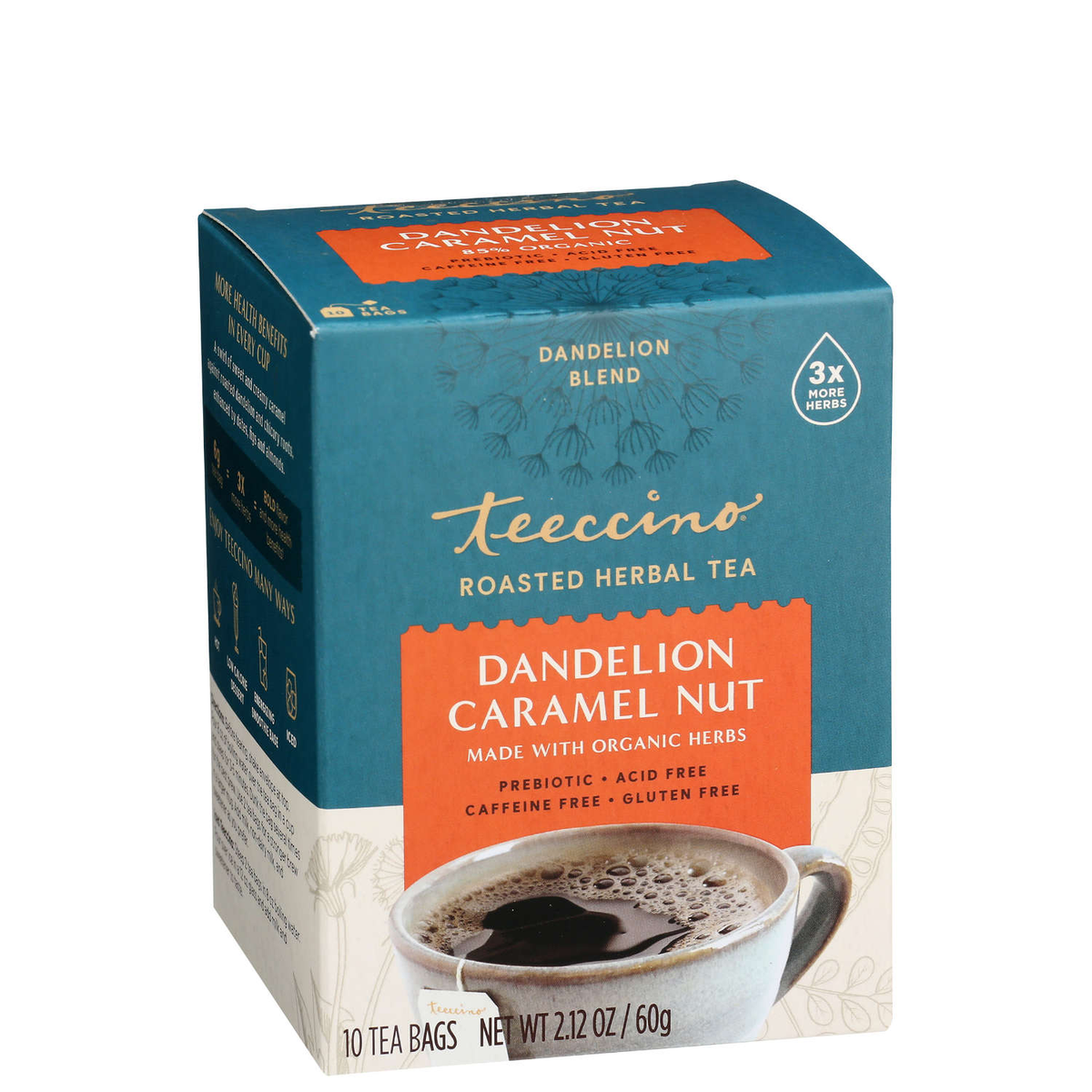 Teeccino Dandelion Caramel Nut Herbal Tea - 10 Teabags