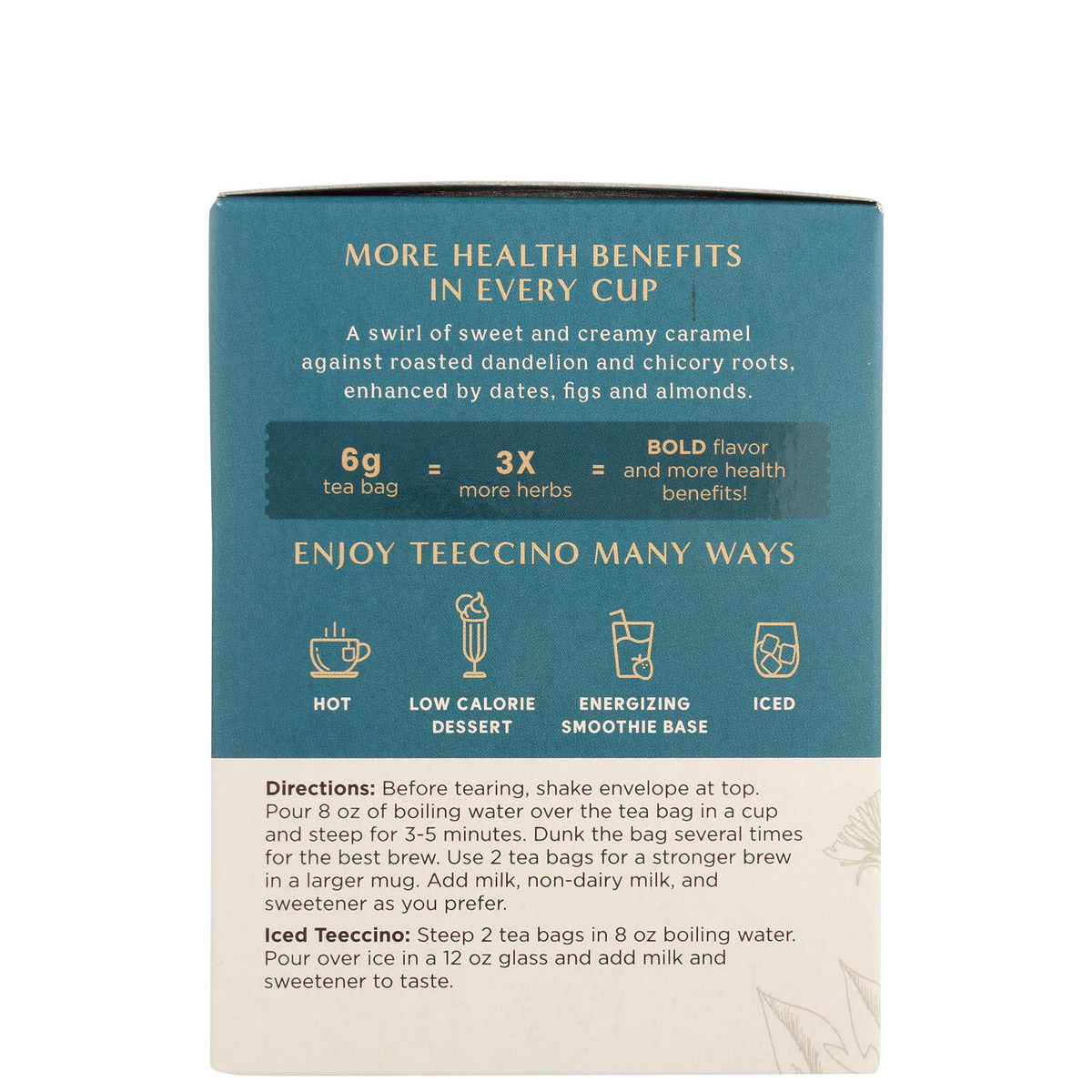 Teeccino Dandelion Caramel Nut Herbal Tea - 10 Teabags