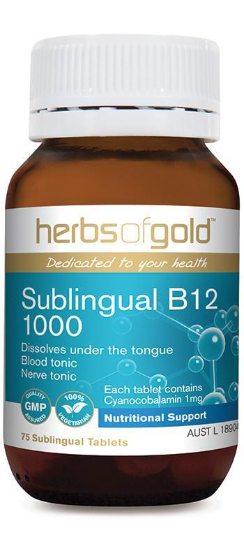 Herbs of Gold Sublingual Vitamin B12 1000 75 Tablets