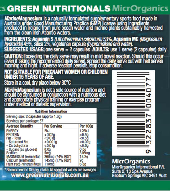 Green Nutritionals Marine Magnesium [SZ:120 CAPSULES TYP:CAPSULES]