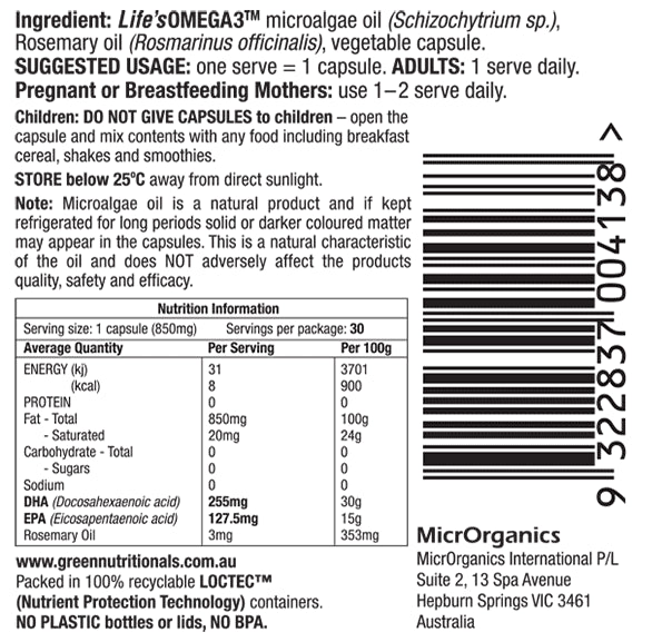 Green Nutritionals Green Omega 3 Capsules [SZ:90 CAPSULES]