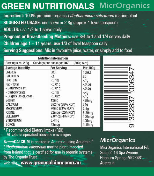 Green Nutritionals Green Calcium [SZ:250G TYP:POWDER]