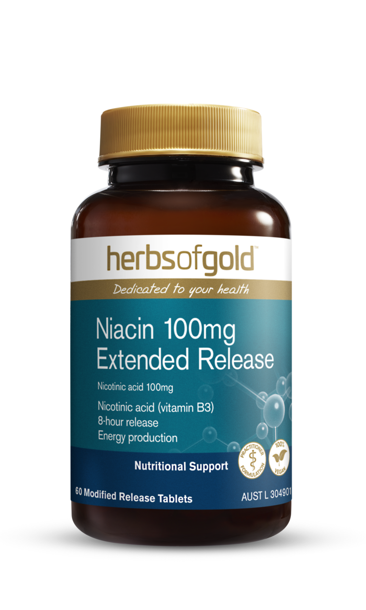 Herbs of Gold Niacin 100mg Extended Release 60 Tablets