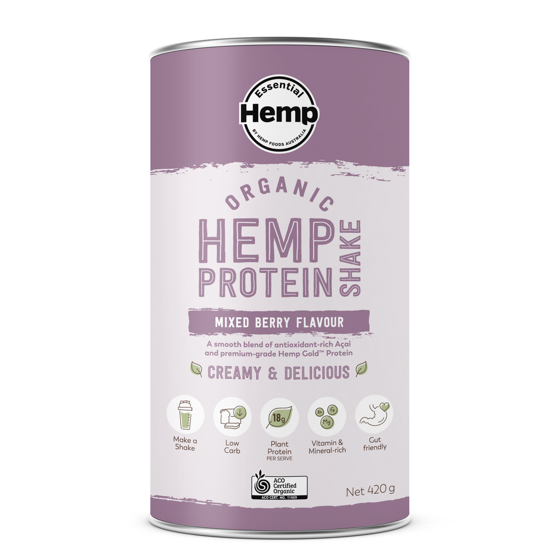 Hemp Foods Australia Hemp Protein 420g [FLA:MIXED BERRY]