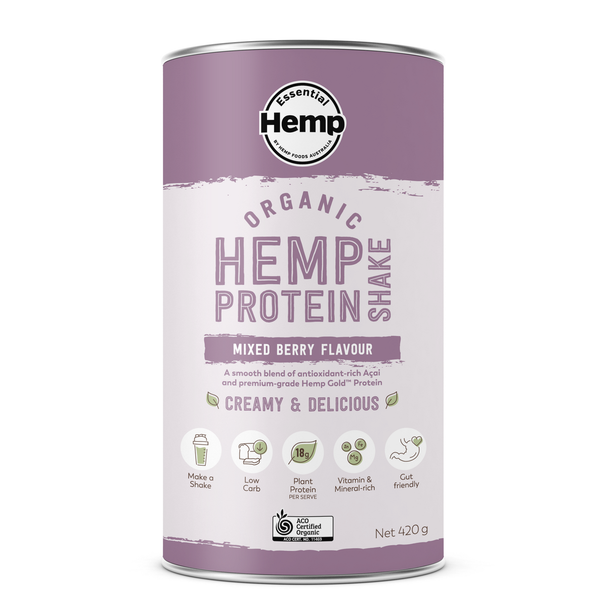 Hemp Foods Australia Hemp Protein 420g [FLA:MIXED BERRY]